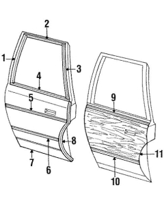 List bakant høyre sidevindu bakdør